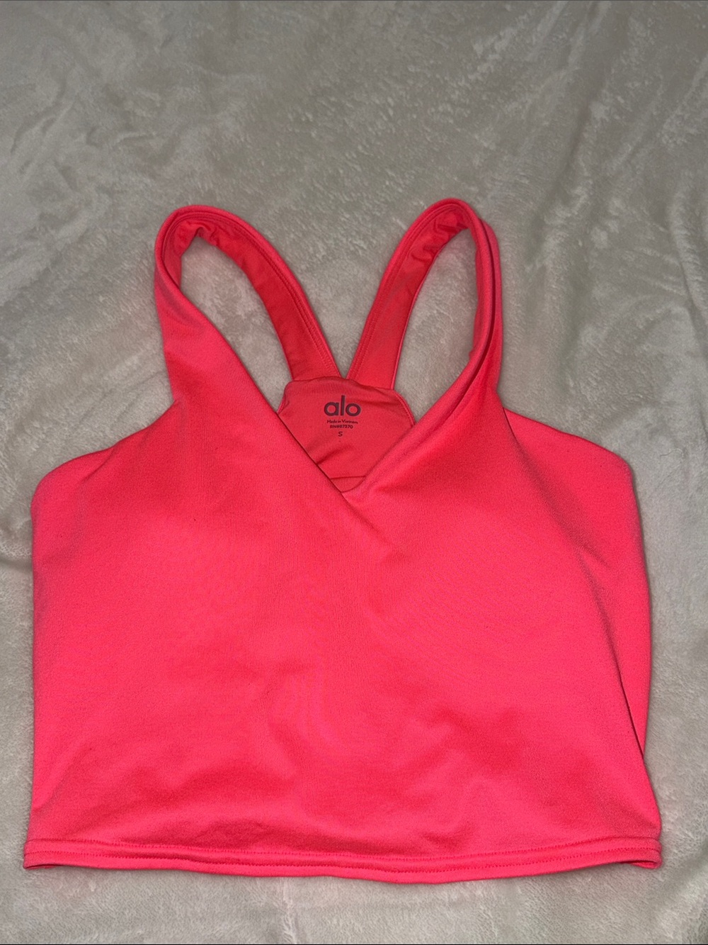 ALO Yoga Hot Pink V-Neck Sports Bra Crop